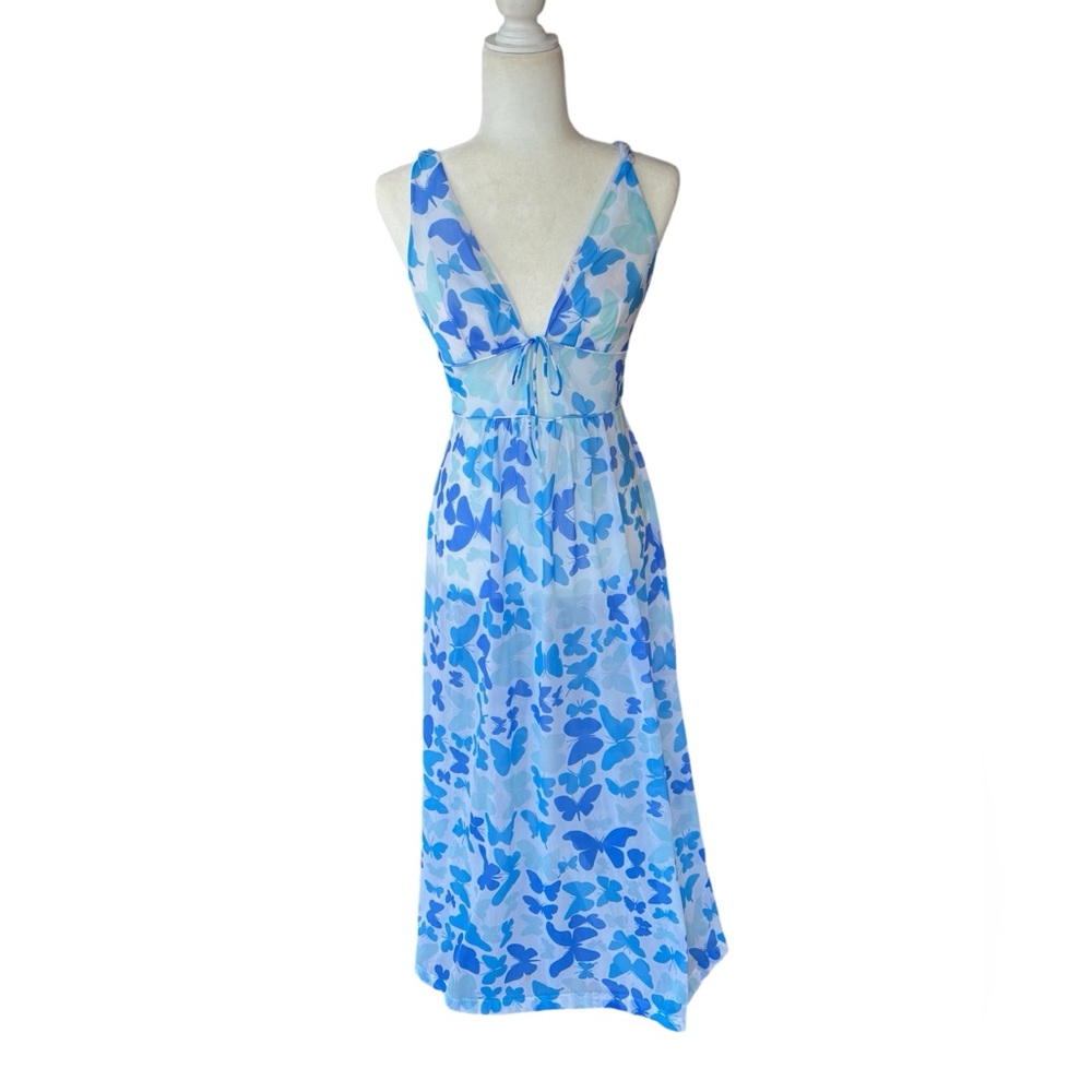 Vera for Formit Rogers Medium Vintage Butterfly Slip Dress Nightgown Sheer USA